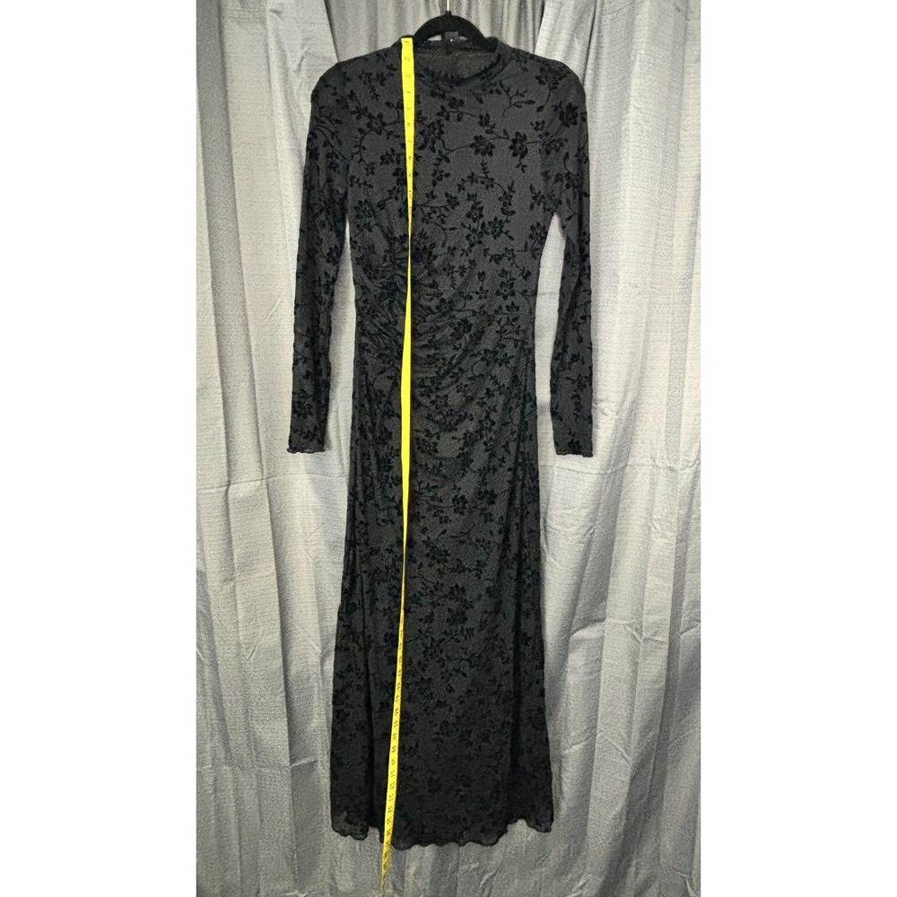 SHEIN Velvet Burnout Sheer Overlay Maxi Dress Womens M Black Floral Whimsigoth - Picture 9 of 15